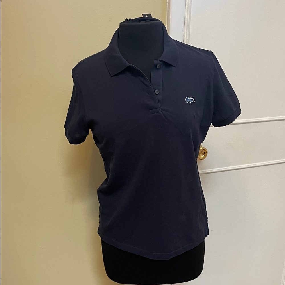 NWT Lacoste Women's Dark Blue cotton  Polo Shirt size M